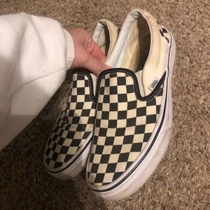 Checkered Slip On Vans Black & White